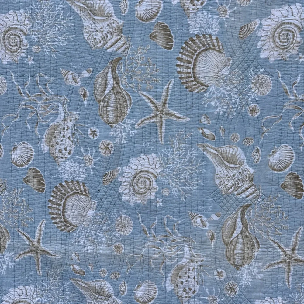 Nice light blue seashell quilt 98